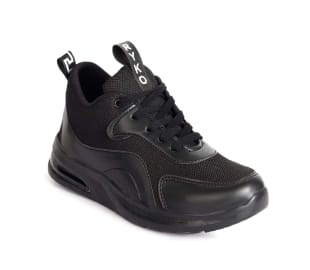 Black Solid Lace Up Causal Shoe