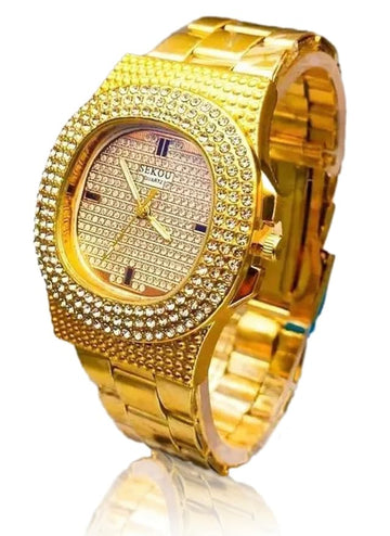 Diamond Golden Dial Watch for Boys