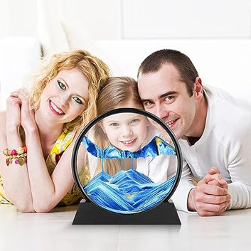 3D Dynamic Sand Art Liquid Motion, Moving Sand Art Picture Round Glass