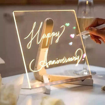 3D Acrylic Writing Pad With Pen Message Board Rewritable Table Lamp Home Decor Gift