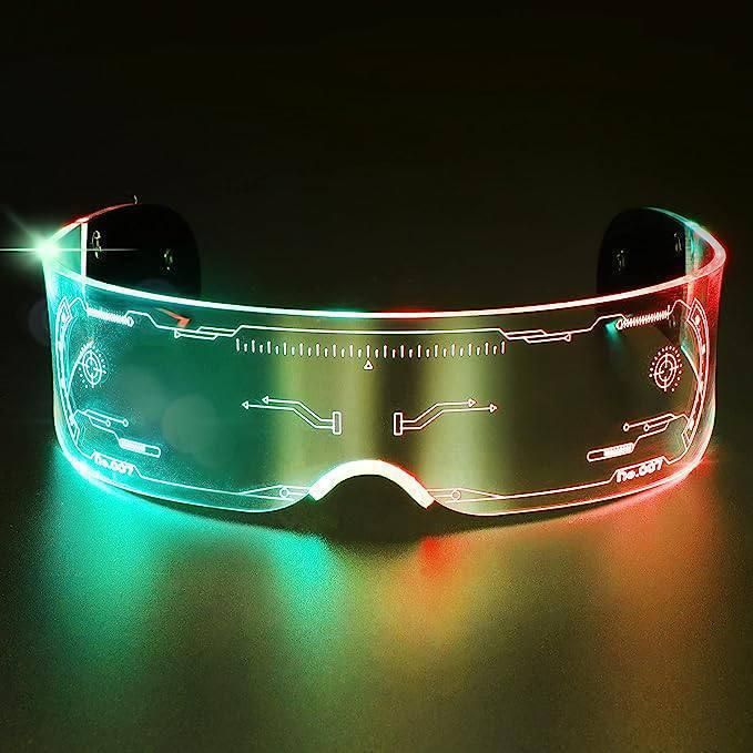 Led Glasses Light Up Glasses Led Visor Glasses 7 colors and 5 modes, Luminous Glasses