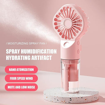 Face Steamer Misting Fan | Mini Handheld Fan With Water Mist Spray Battery Powered