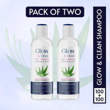 GLOW & Clean Anti-Hair Loss Shampoo 100ml - 25 Rich Ingredients for Healthy Hair (Pack of 2)