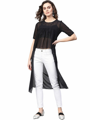 Pannkh Women's Black Cape Top